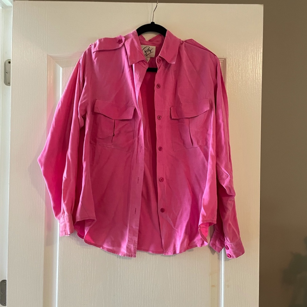 Rusty Hot Pink Silk Button Down